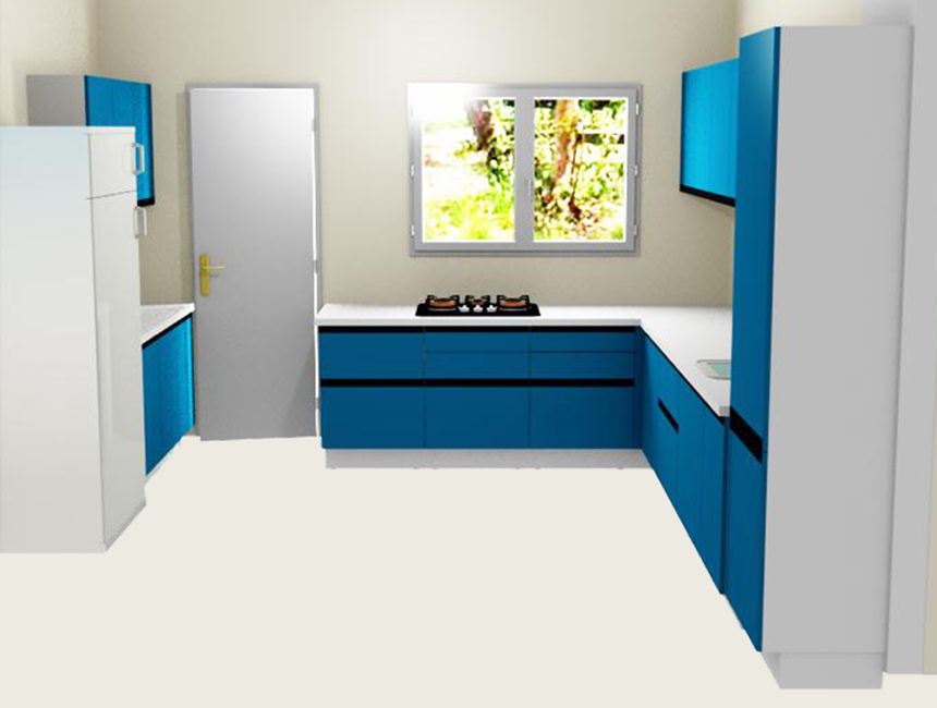 L Shape Modular Kitchen