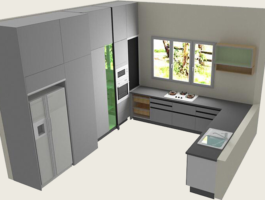 U Shape Modular Kitchen